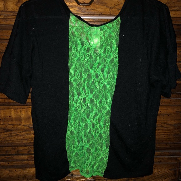 Short sleeve neon lace back tee - Picture 2 of 3